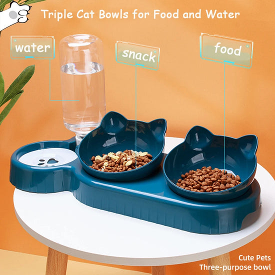 3-in-1 Tilted Pet Feeder Dispenser